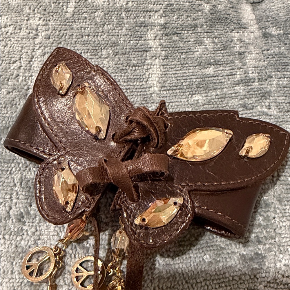 Rare Tarina Tarantino Leather Butterfly Cuff - Picture 2 of 9